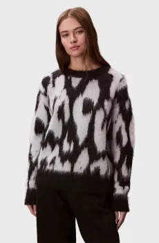 Женский черный свитер с узором Brushed Черный XS Calvin Klein LV044D343G