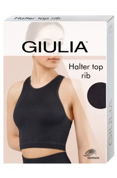 Спортивный бесшовный топ женский Giulia Halter Top Rib Melange в рубчик, Black, размер L/XL