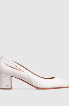 Белые кожаные туфли с фигурными вырезами