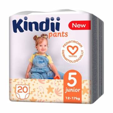 Подгузники-трусики Kindii Pants размер 5 Junior (12-17 кг), 20 шт Подгузники-трусики Kindii Pants размер 5 Junior (12-17 кг), 20 шт
