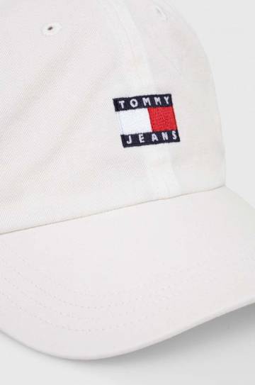 Хлопковая кепка Tommy Jeans цвет белый с аппликацией Хлопковая кепка Tommy Jeans цвет белый с аппликацией