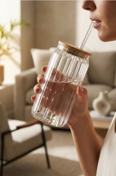 Багаторазовий стакан з соломинкою - clear