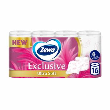 Туалетная бумага Zewa Exclusive Ultra Soft 4-слойная, 16 рулонов