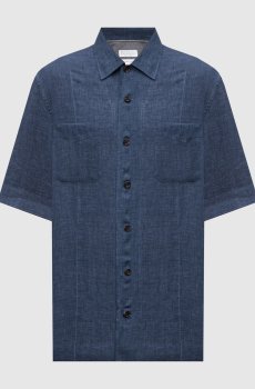 Синяя рубашка из льна