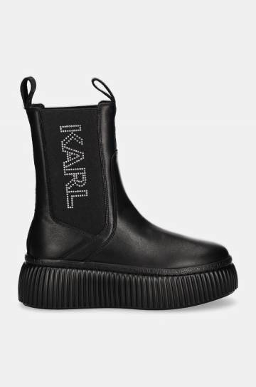 Кожаные полусапоги Karl Lagerfeld KREEPER женские цвет чёрный на платформе KL42343 Кожаные полусапоги Karl Lagerfeld KREEPER женские цвет чёрный на платформе KL42343