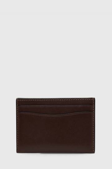 Кожаный чехол на карты Coach Essential Card Case цвет коричневый
