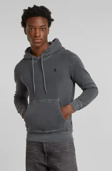 Мужское темно-серое худи Overdyed hdd sw Серый S G-Star RAW D25103,D688