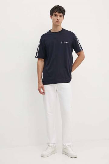 Хлопковая футболка Armani Exchange мужская цвет синий с аппликацией 8NZTSG ZJ9AZ Хлопковая футболка Armani Exchange мужская цвет синий с аппликацией 8NZTSG ZJ9AZ