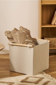 Коробка для зберігання з дерев’яними ручками - сірий
