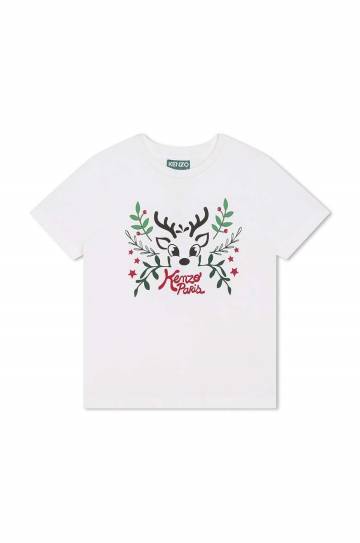 Детская хлопковая футболка Kenzo Kids цвет бежевый с принтом Детская хлопковая футболка Kenzo Kids цвет бежевый с принтом