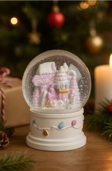 Різдвяна снігова куля - пастельний рожевий