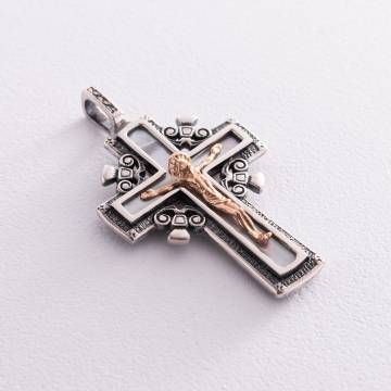 Серебряный крест с золотой вставкой (перламутр) 13962 Серебряный крест с золотой вставкой (перламутр) 13962