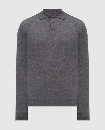 Серое меланжевое поло из кашемира