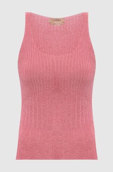 Розовый топ в рубчике с люрексом