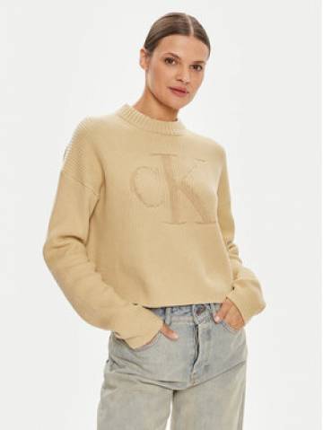 Calvin Klein Jeans Светр Logo Intarsia J20J223615 Бежевий Relaxed Fit Calvin Klein Jeans Светр Logo Intarsia J20J223615 Бежевий Relaxed Fit