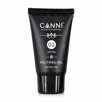 Полигель (акригель) для наращивая ногтей Canni Poly Nail Gel 02 Белый, 45 г