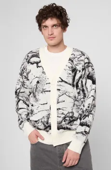 Мужской серый шерстяной кардиган с узором Серый M HUGO 50546872;986