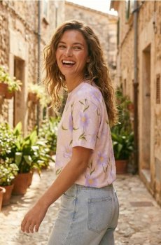 Бавовняна футболка з квітковим візерунком - other