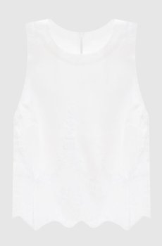 Белый топ из льна с кружевом