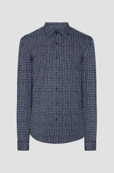 Мужская темно-синяя рубашка с узором Синий 38 BOSS 50508788;405