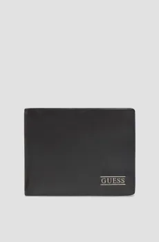 Мужской черный кожаный кошелек Черный ONESIZE Guess SMNEBR.LEA20;BLA