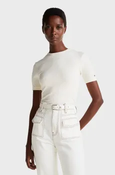 Женская белая футболка 5X2 RIB C-NK SS Белый XS Tommy Hilfiger WW0WW43918