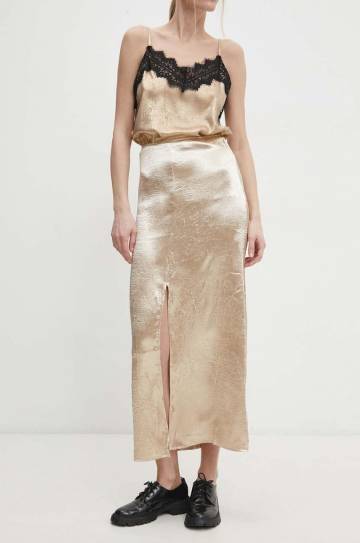 Юбка Answear Lab цвет золотой maxi расклешённая Юбка Answear Lab цвет золотой maxi расклешённая
