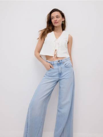 Reserved - Джинси wide leg з прошиванням - синій - YS068-50J Reserved - Джинси wide leg з прошиванням - синій - YS068-50J