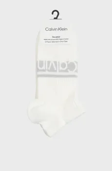 Женские белые носки (2 пары)  SNEAKER LOGO STRIP Белый ONESIZE Calvin Klein 701238129