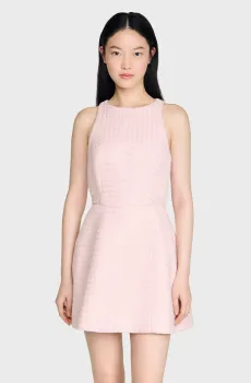 Женское пудровое твидовое платье Розовый 36 Sandro SFPRO04646_Pink