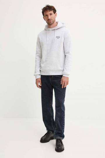 Кофта A.P.C. hoodie standard rue madame GOTS цвет серый с капюшоном меланж COHBV.M27914 Кофта A.P.C. hoodie standard rue madame GOTS цвет серый с капюшоном меланж COHBV.M27914