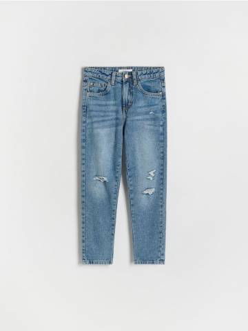 Reserved - Джинси mom fit із потертостями - синій - 722CV-50J Reserved - Джинси mom fit із потертостями - синій - 722CV-50J