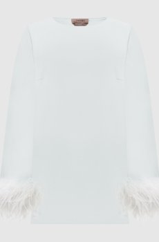 Зеленая блуза с перьями страуса