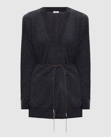 Серый кардиган из шерсти, кашемира и шелка