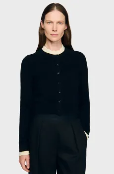 Женский черный шерстяной кардиган Черный XS Sandro SFPCA01337_Black