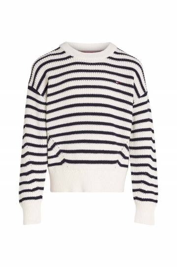 Детский хлопковый свитер Tommy Hilfiger цвет бежевый KG0KG08504 Детский хлопковый свитер Tommy Hilfiger цвет бежевый KG0KG08504