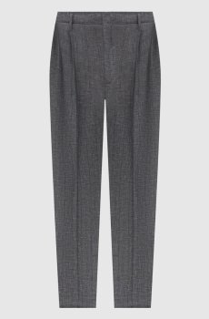 Серые брюки из шерсти в полоску