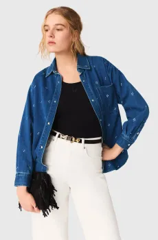 Женская темно-синяя джинсовая рубашка Синий 38 MAJE MFPCM00726_Blue