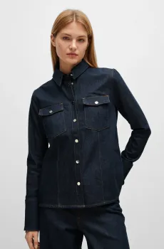 Женская темно-синяя джинсовая рубашка Синий 32 BOSS 50513315;400