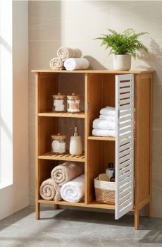 Підлогова шафка з полицями та закритою частиною - білий