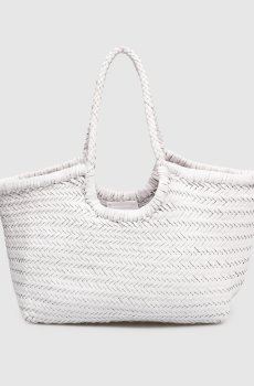 Белая кожаная плетеная сумка-тоут Nantucket