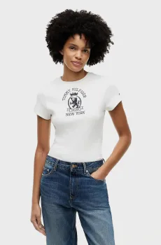Женская белая футболка GRMNT DYE CREST Белый XL Tommy Hilfiger WW0WW50018