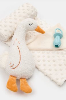 Набір для цуценяти: ковдра, плюшева пищаща іграшка та гризунок - кремовий