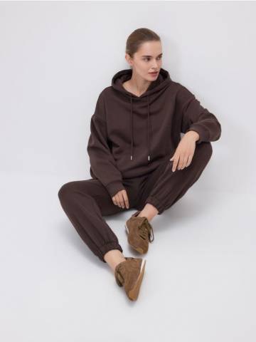 Reserved - Бавовняне худі - темно коричневий - 023HV-89X