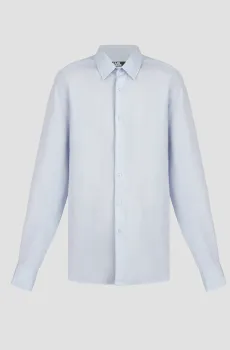 Мужская голубая льняная рубашка Голубой 40 Karl Lagerfeld 542667.605000;620
