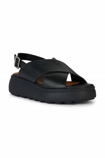 Кожаные сандалии Geox D SPHERICA EC4.1 S женские цвет чёрный на платформе D45D4A 00085 C9999 Кожаные сандалии Geox D SPHERICA EC4.1 S женские цвет чёрный на платформе D45D4A 00085 C9999