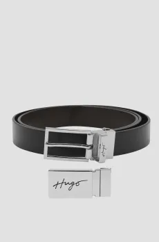 Мужской черный кожаный двусторонний ремень Черный ONESIZE HUGO 50486652;002