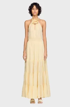 Женское бежевое льняное платье Бежевый 36 Sandro SFPRO04877_Vanilla