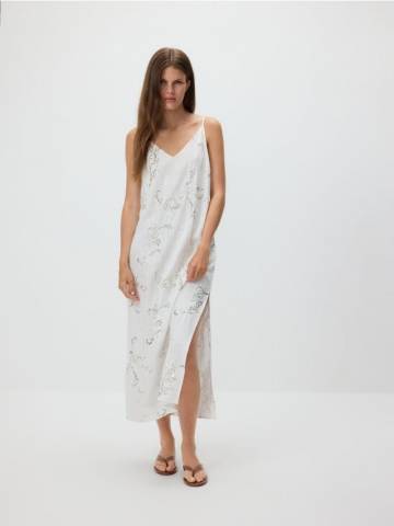 Reserved - Сукня з паєтками - білий - 046GG-00X