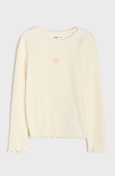 Футболка з трикотажу в рубчик - кремовий